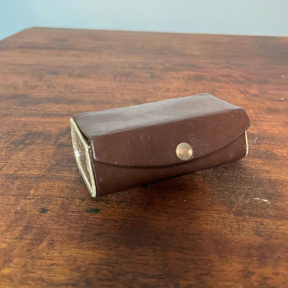 Rare! Vintage Modello Brevettato Brown Leather Lipstick Case